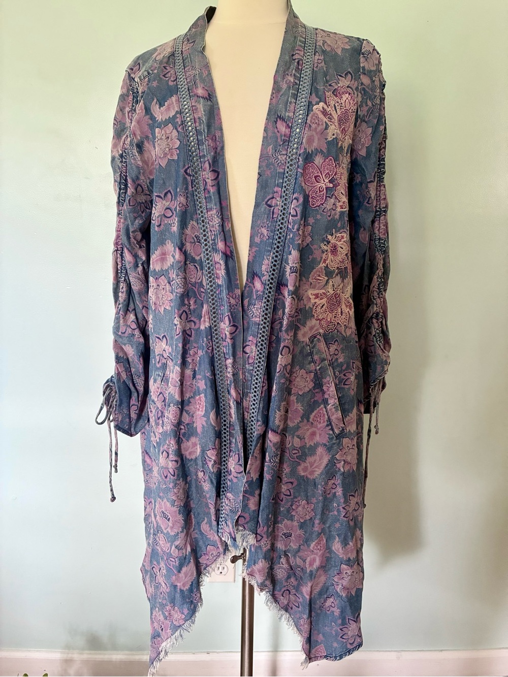 Standard Grace Floral Denim Boho Kimono Duster